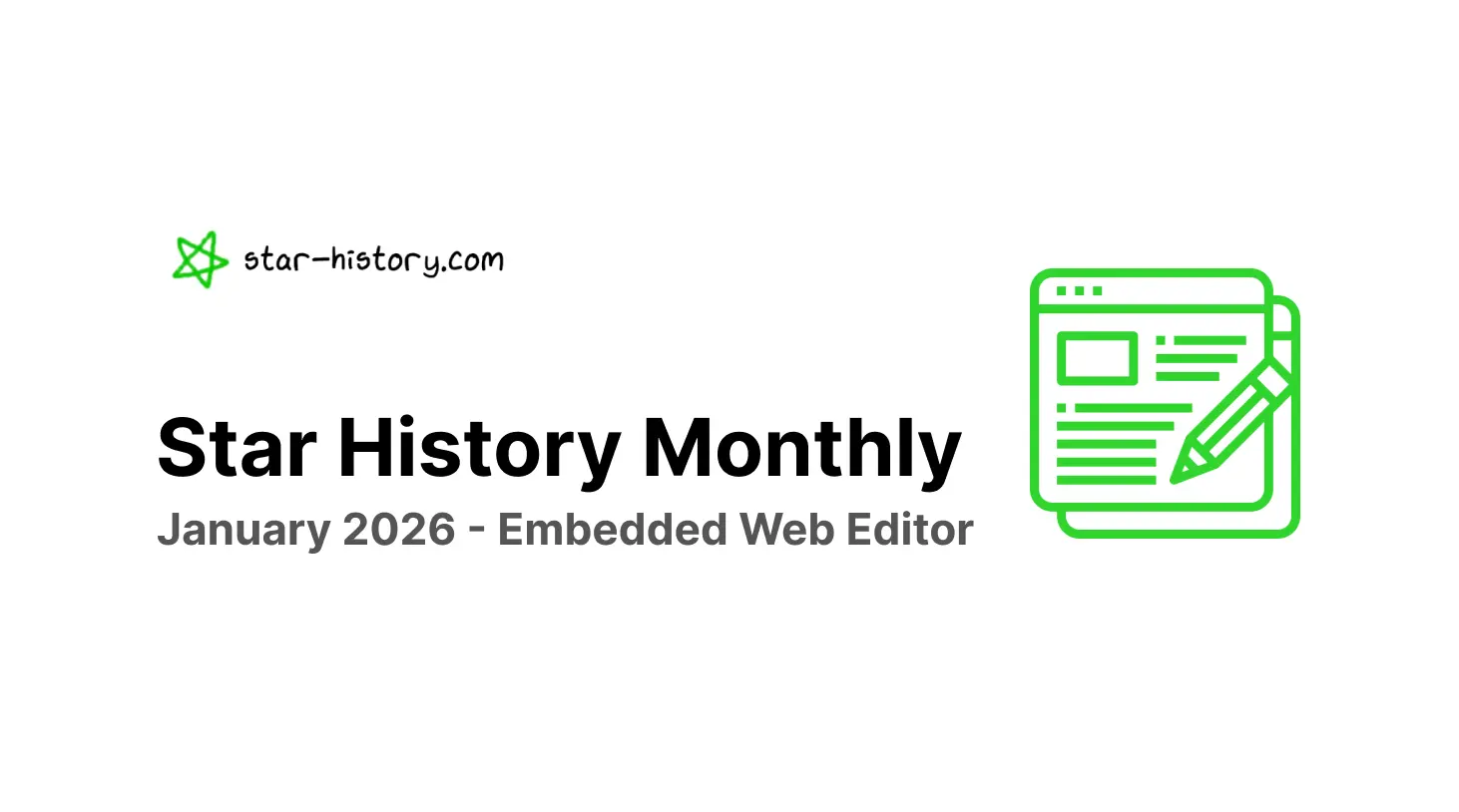 Star History Monthly January 2026 | Embedded Web Editor